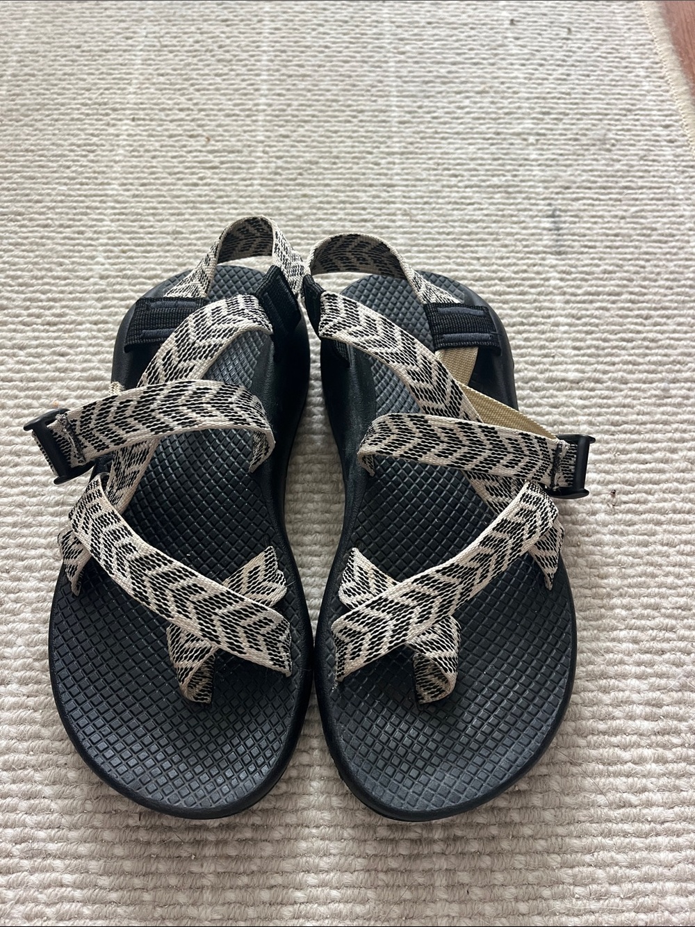 Women’s Black and White Chacos 7